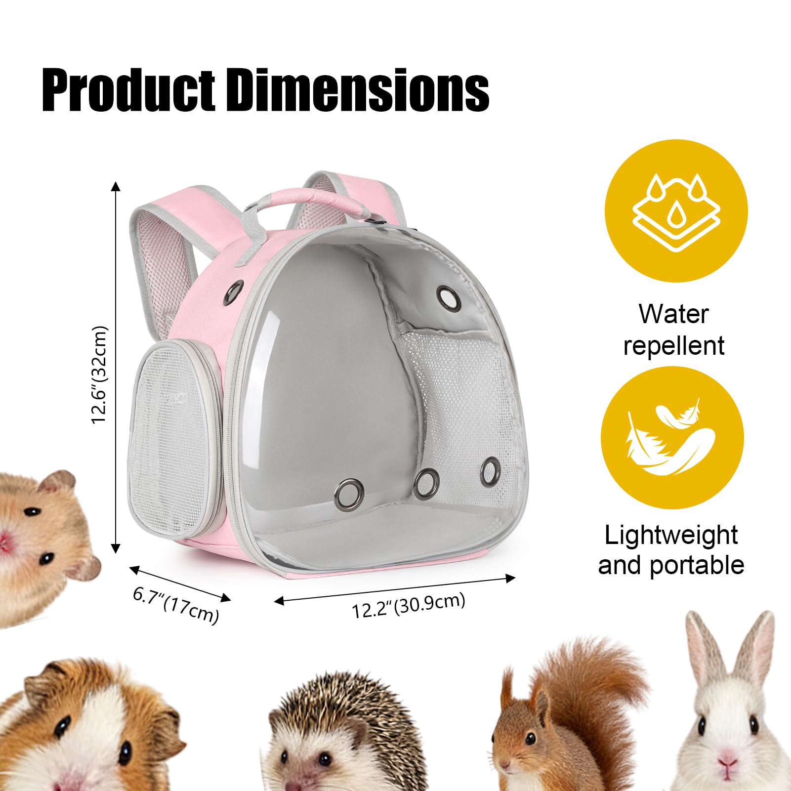 LAIRIES Guinea Pig Carrier, Clear Bubble Window for Guinea Carrier