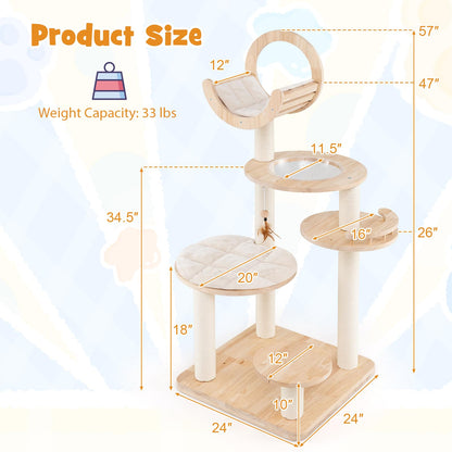 Tangkula Solid Wood Cat Tree, 4-in-1 Building Block Large Cat Toy