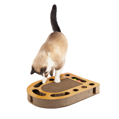 Furhaven Scratching Pad Ball Track Cat Toy w/ Catnip for Indoor Catnip