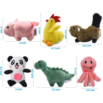 LEGEND SANDY Squeaky Plush Dog Toy 6 Pack for Puppy, Small Plush