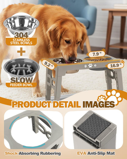 Jovrun Elevated Dog Bowls for Medium Size Dogs with Mat, Non-Slip Mat