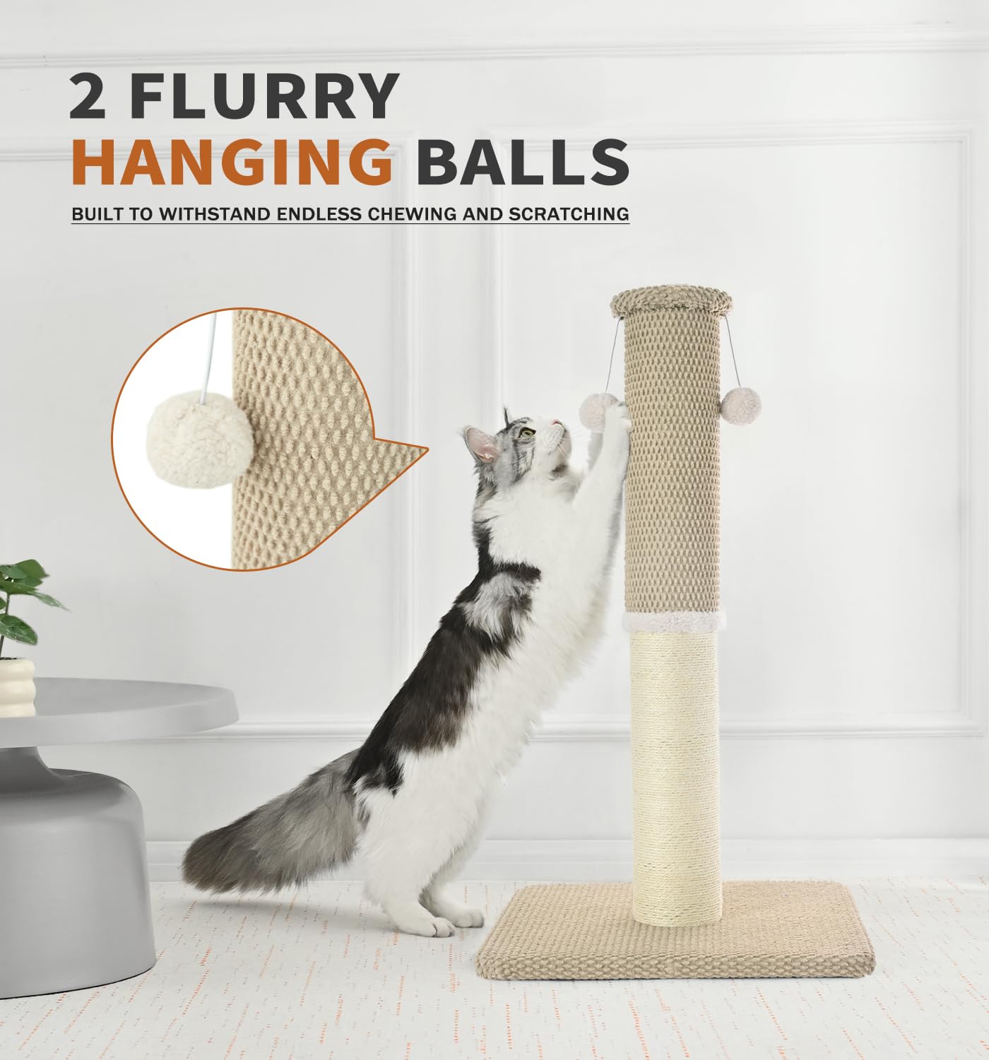 Made4Pets Tall Cat Scratching Post, Heavy Duty and Thicker Posts