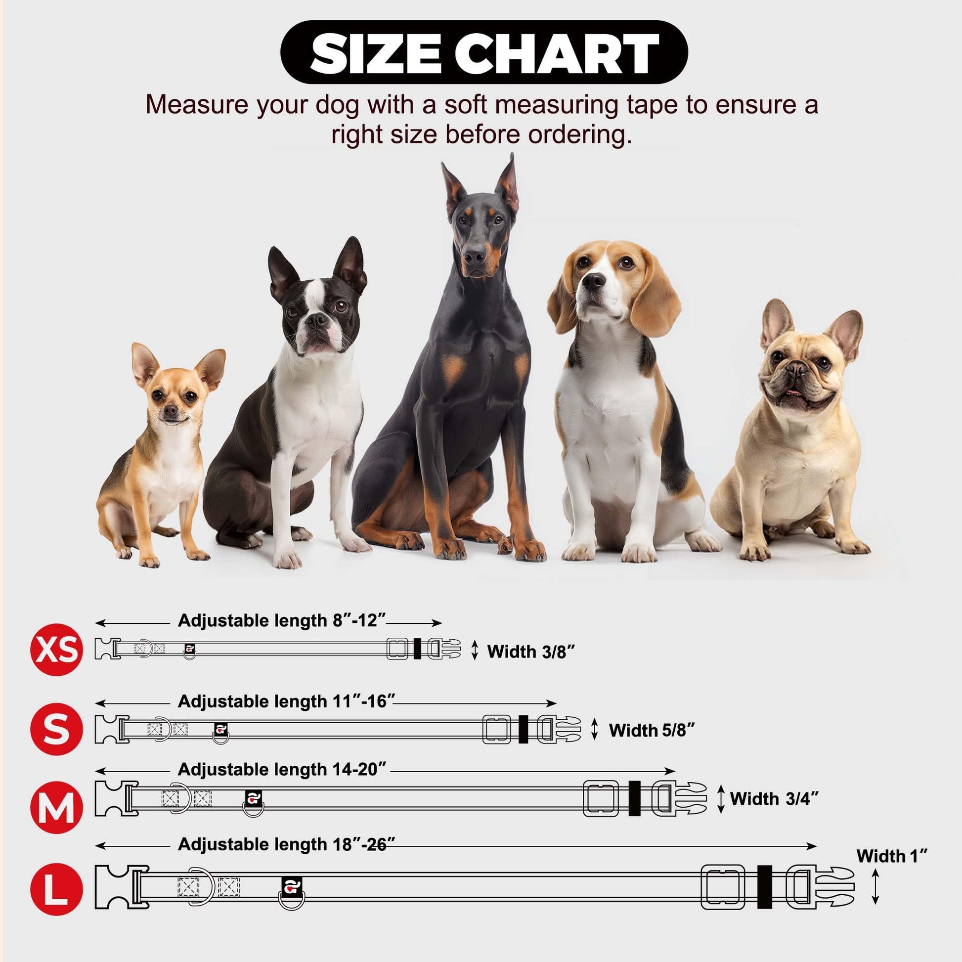 azuza Reflective Dog Collar with Airtag Holder, Soft Neoprene Collar