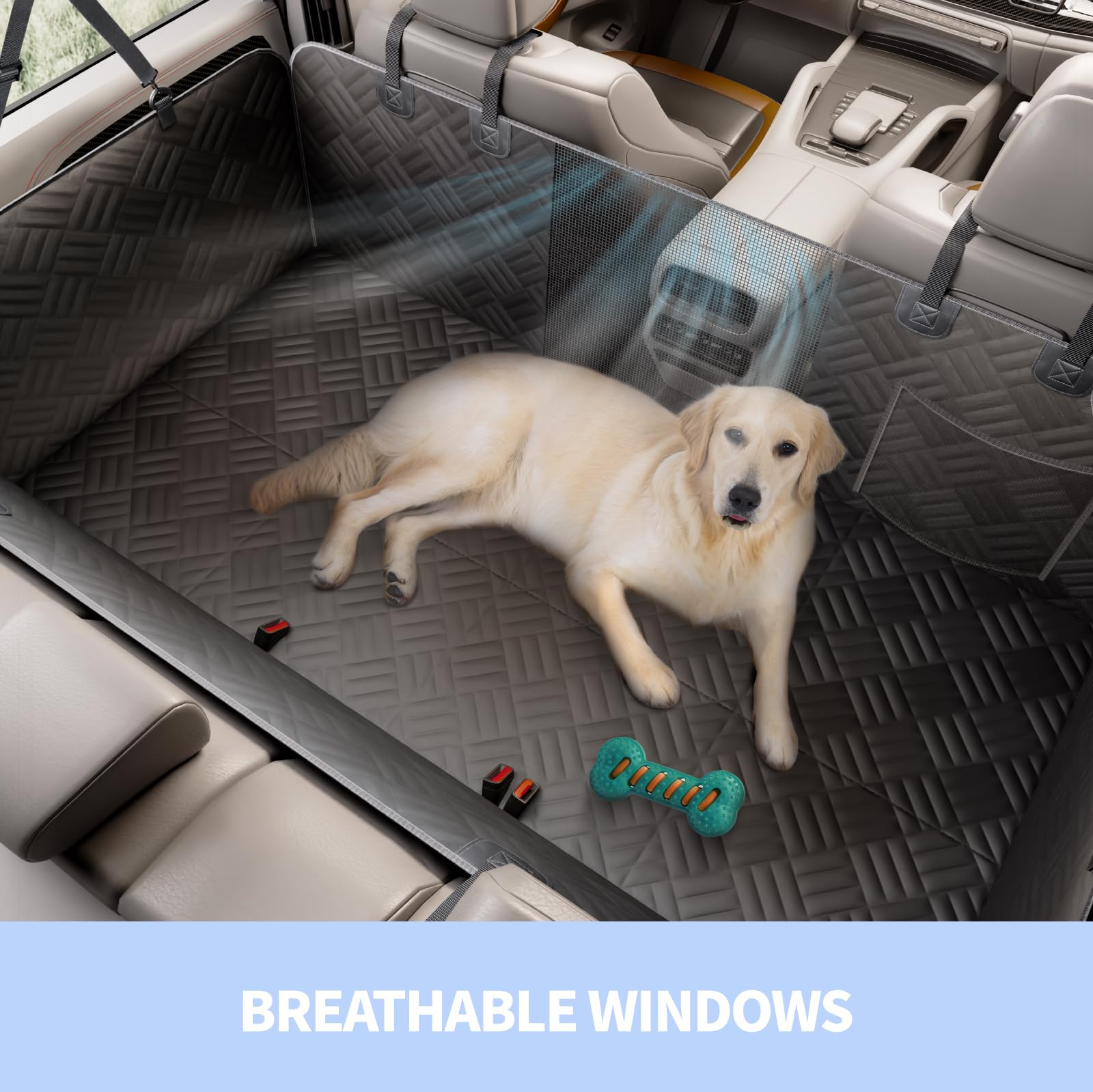ELLINI Dog Car Seat Cover for Back Seat, Hard Bottom Back Seat