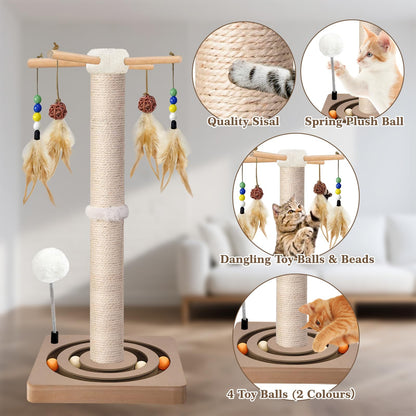 PAROTO Cat Scratching Post, Sisal Cat Tree Tower Scratcher for Tower
