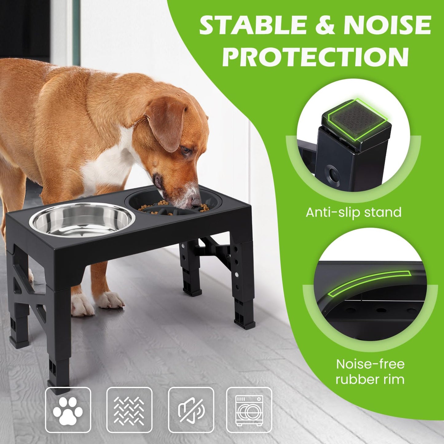 Heeyoo Elevated Dog Bowls 5 Adjustable Heights Stand, 2 Feeder