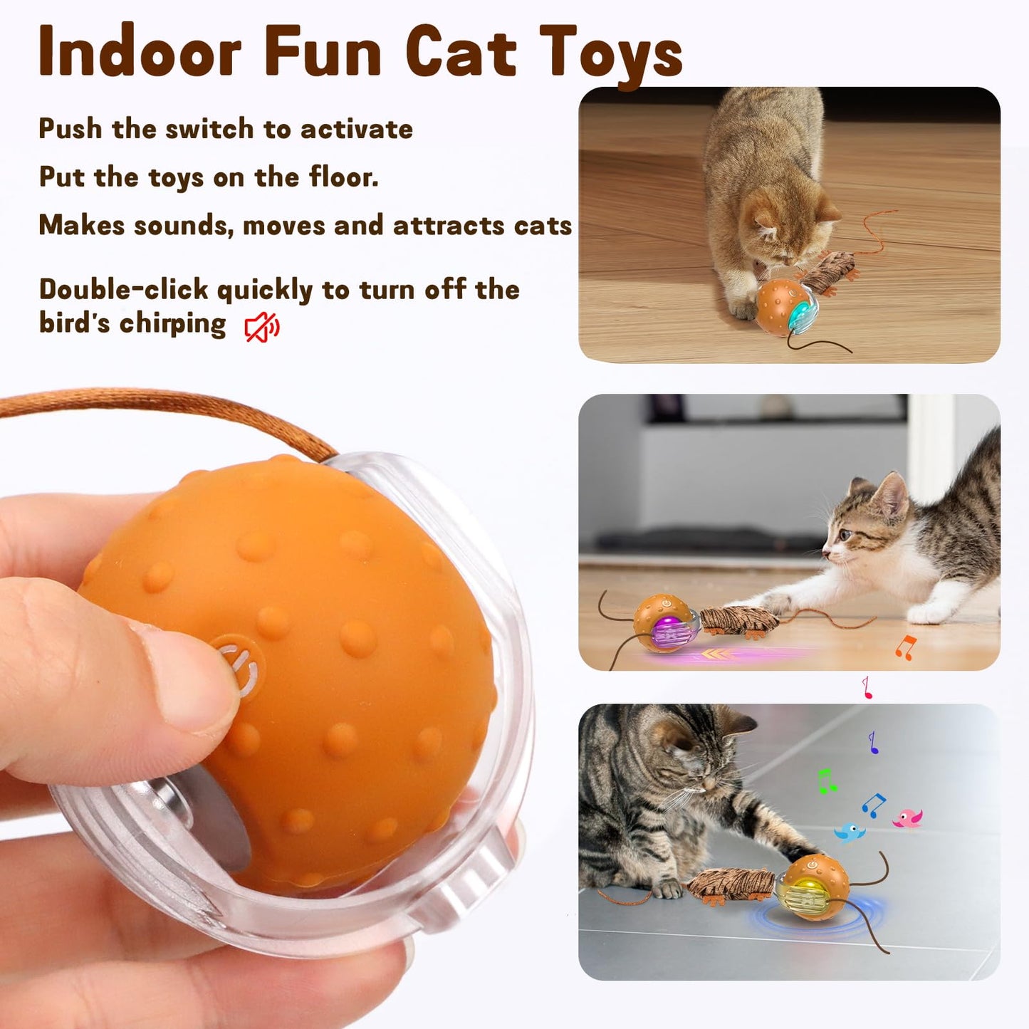 Mdupw Interactive Cat Toy Ball Automatic Interactive Cat Toy Ball