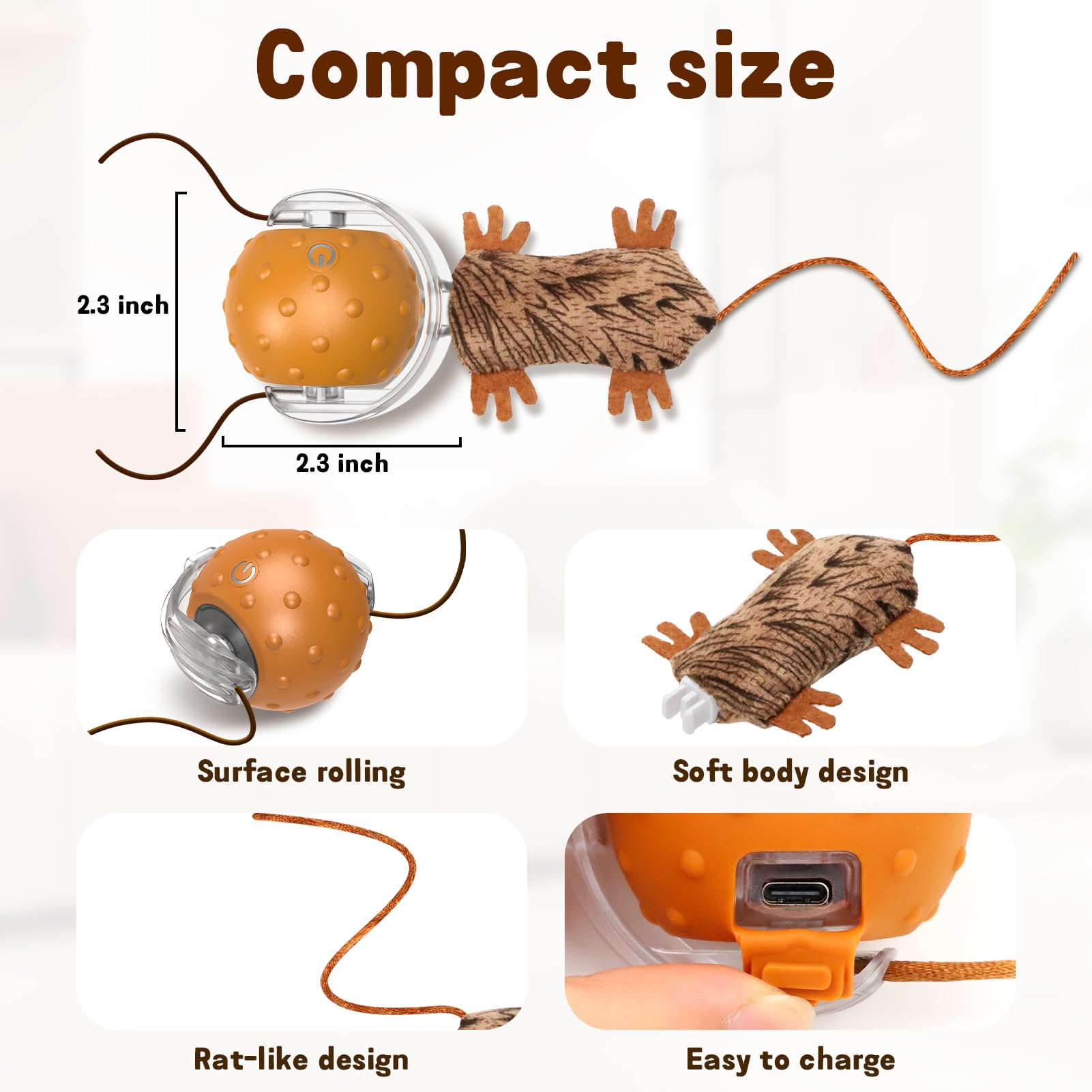 Mdupw Interactive Cat Toy Ball Automatic Interactive Cat Toy Ball