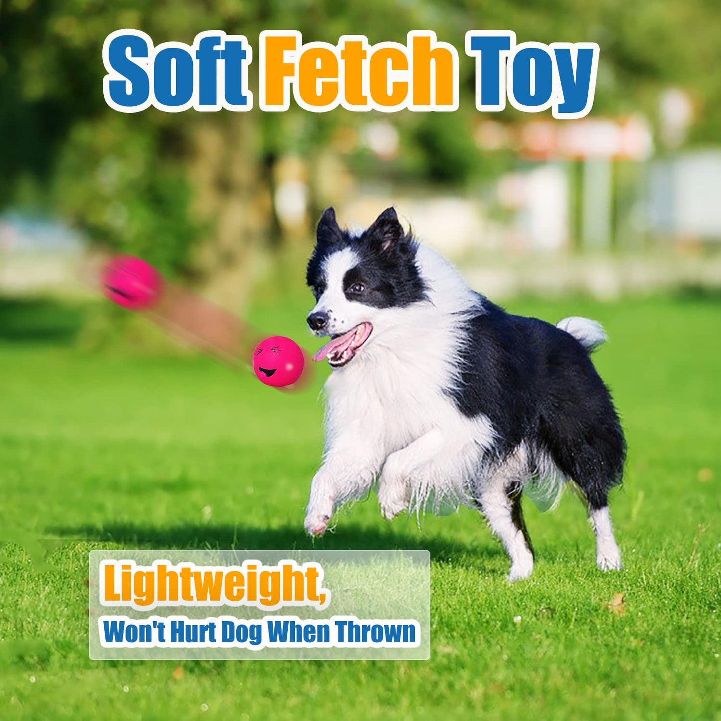 HOLYSTEED Squeaky Dog Toys for Medium Dogs, Soft Latex Squeaky Balls