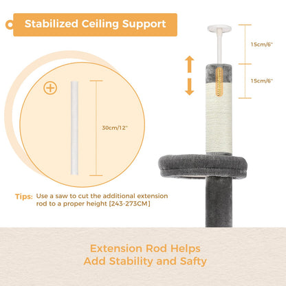 PETEPELA Cat Tower 5-Tier Floor to Ceiling Cat Tree Height(95