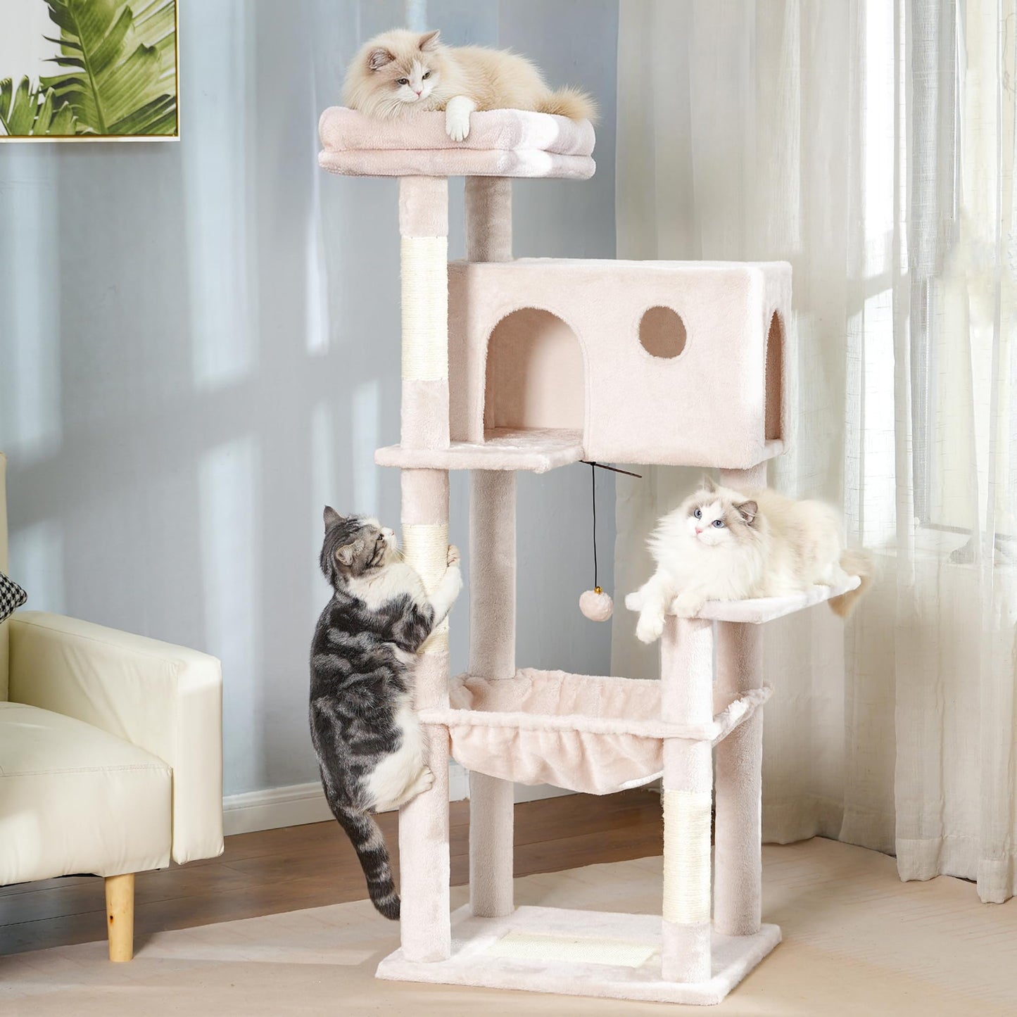Pawfessor 54” Cat Tree with Big Hammock 21x17” XL Cat Tower