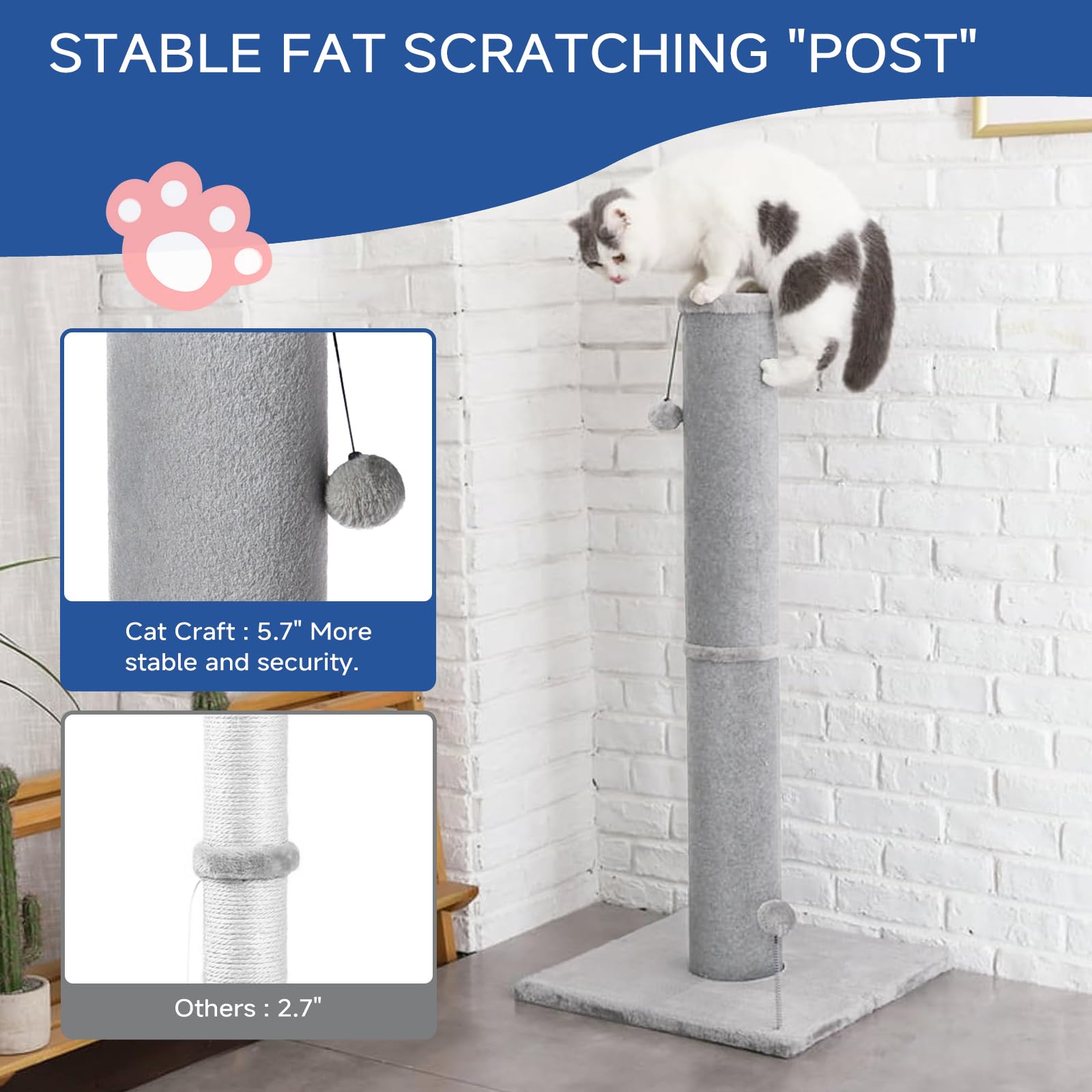 Cat Scratching Post Carpet Scratching Post 41" for Indoor Scratcher