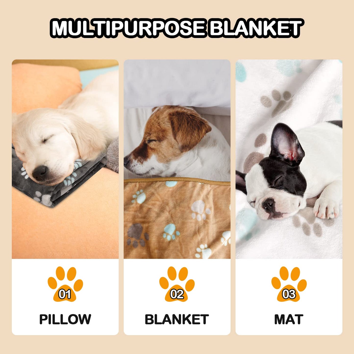 Rezutan Upgraded Dog Blankets for Medium Dogs, 3 Pack Dog Cat Crate