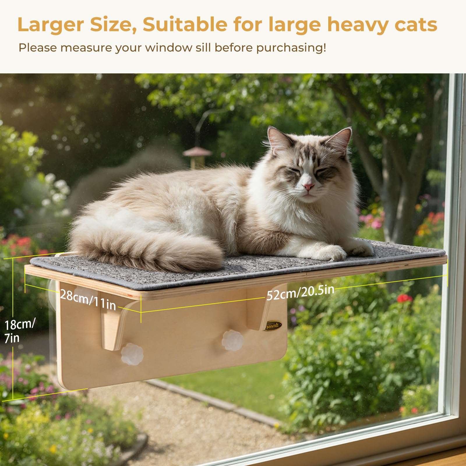 Pecute 2-in-1 Large Cat Window Perch Wall Shelves, Cat Hammock Bed