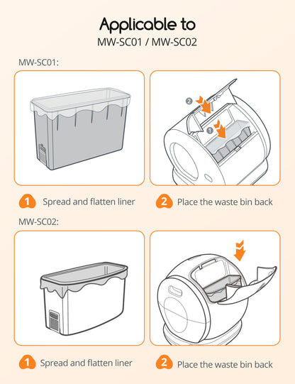 MeoWant Cat Litter Box Liners, Drawstring Receptacles Bags Box