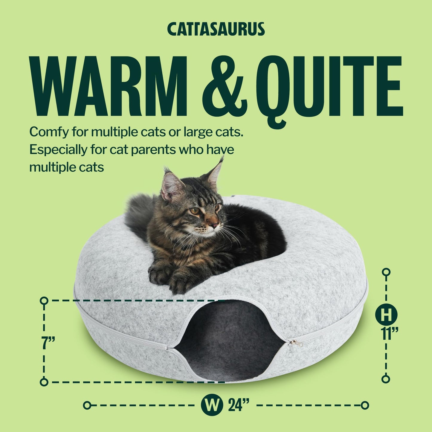 Cattasaurus Peekaboo Cat Cave Duo Jumbo Set, Extra Spacious Cat Bed