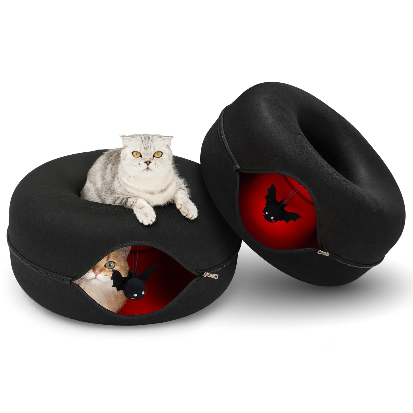 Cattasaurus Unique Peekaboo Cat Cave for Multiple Large Cats Up to Bed