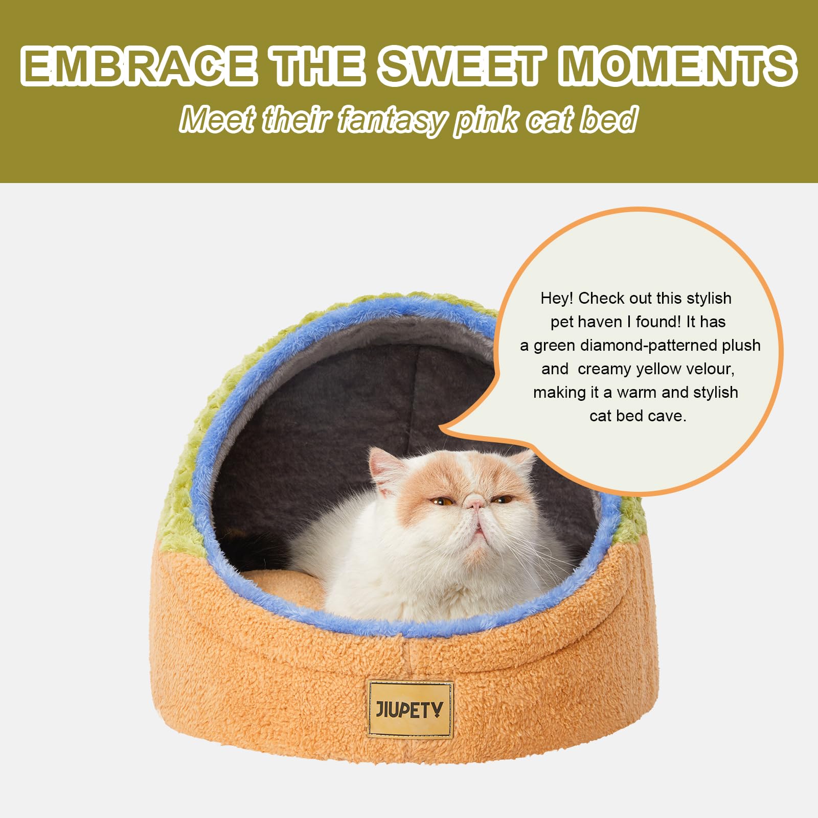 Jiupety Cute Cat Beds for Indoor Cats, Cave Bed for Kittens, Bed