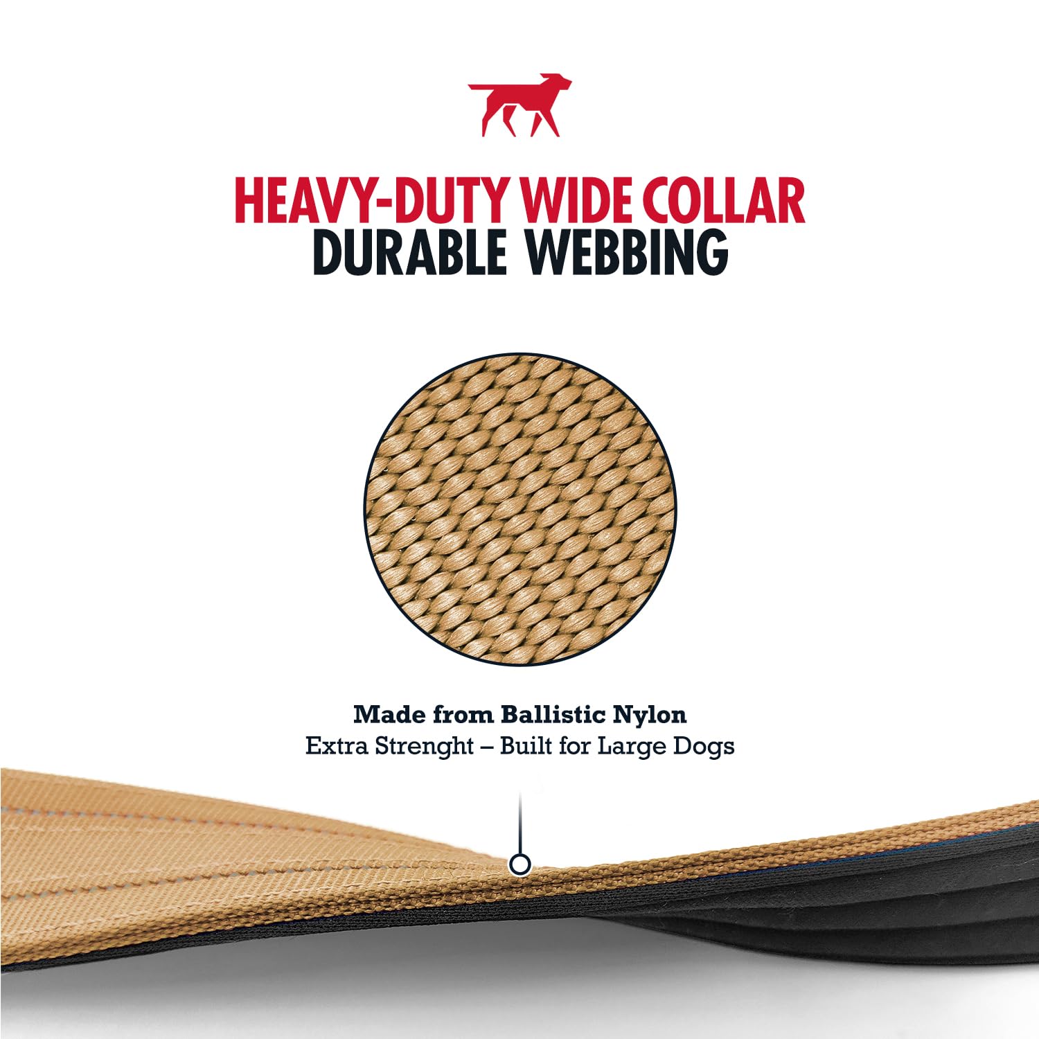 Tuff Pupper Heavy Duty Tactical Dog Collar, 1.5" Wide Ballistic Collar