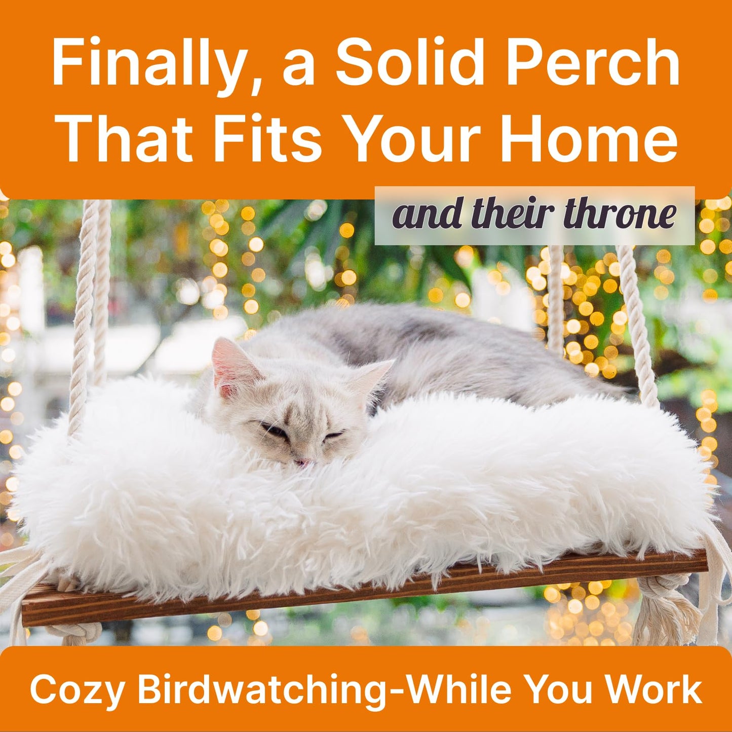 Cat Hammock with Industrial-Grade Suction Cups Solid Pine Wood Cushion