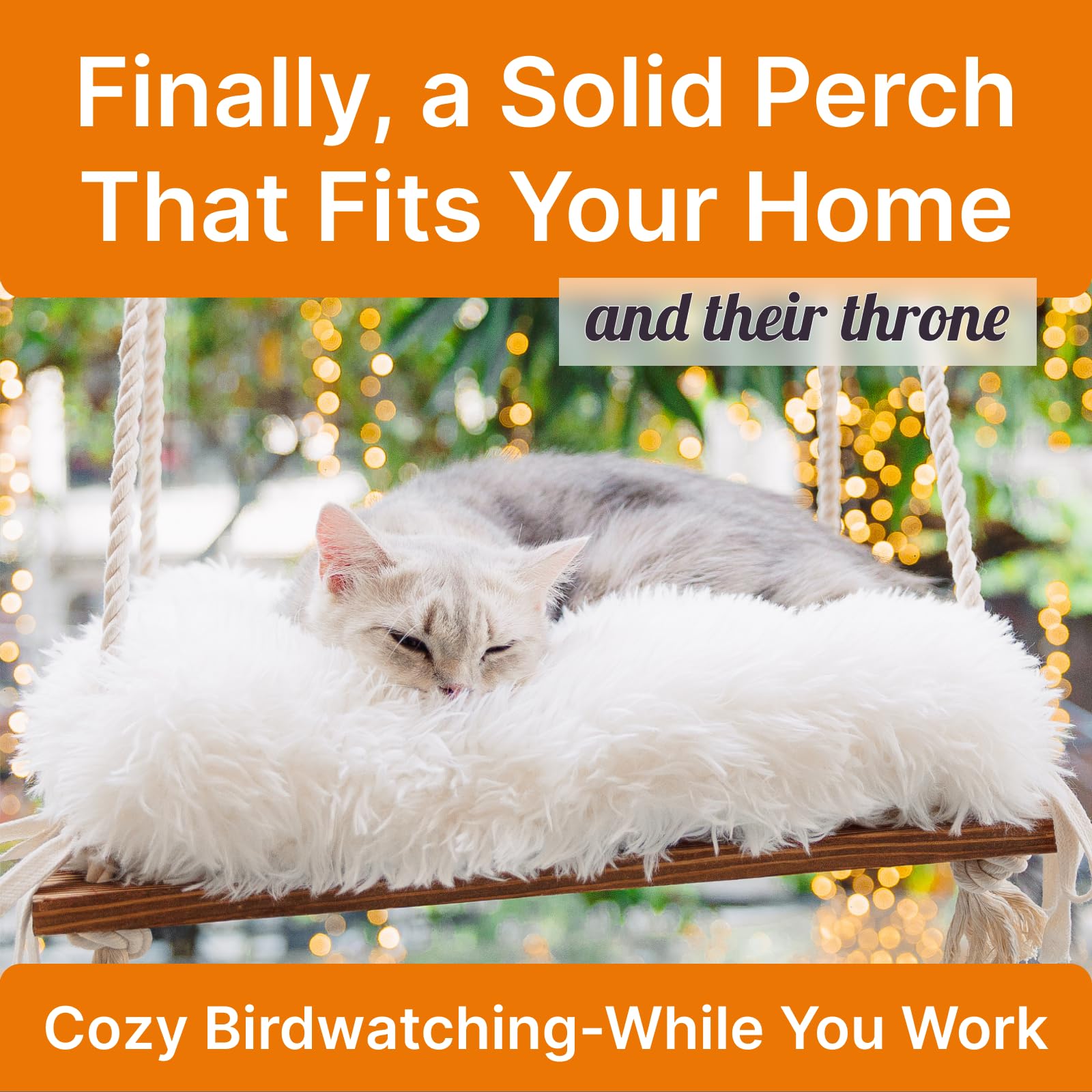 Cat Hammock with Industrial-Grade Suction Cups Solid Pine Wood Cushion