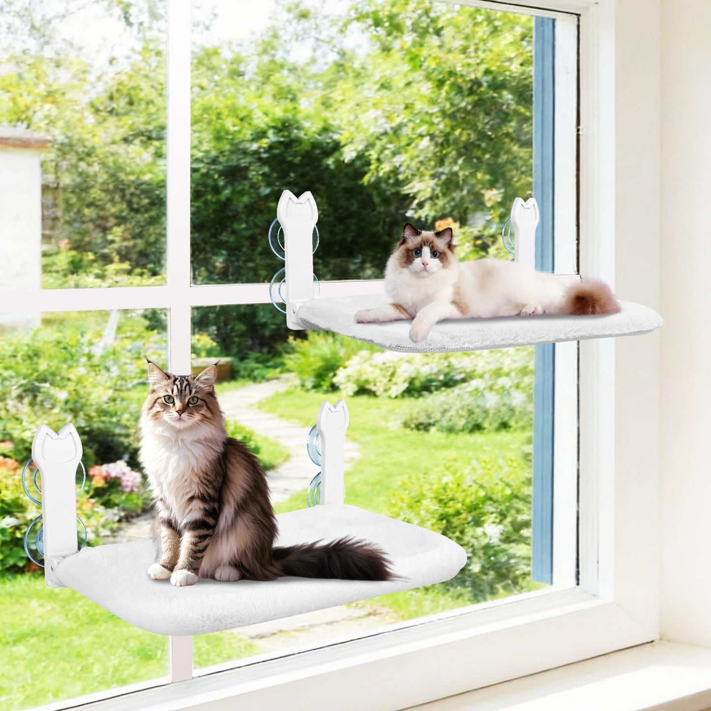 2 Pack Cat Window Perch,Cat Window Hammock Cordless Foldable Bed