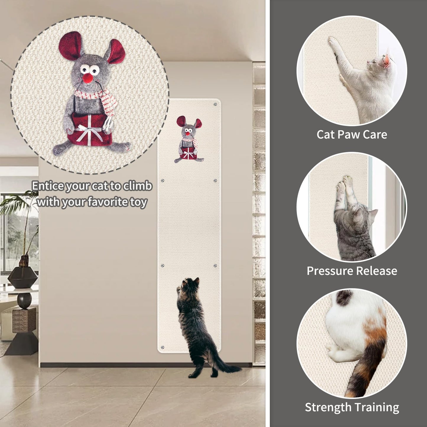 FHTONGE 71x15.8 Thickened Cat Wall Climbing Carpet with 16 Furniture