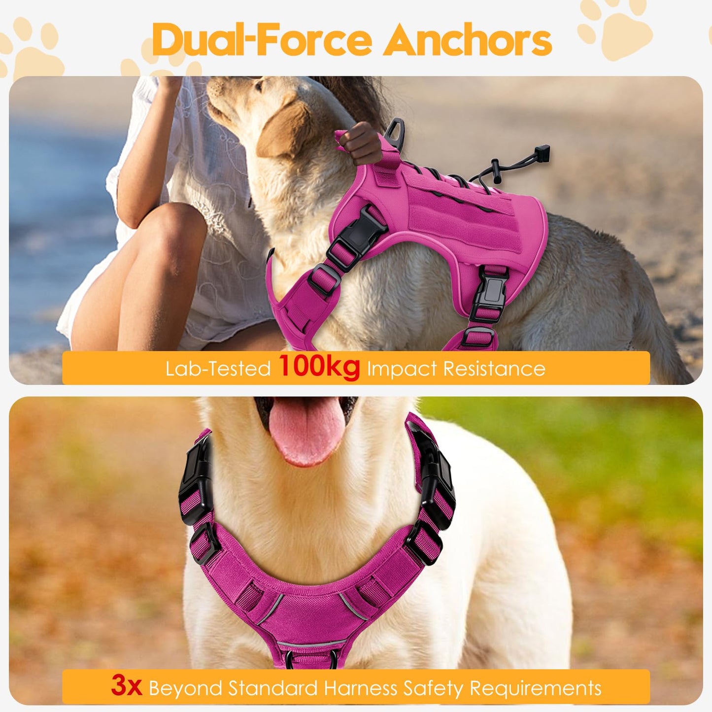 Bruvoalon Heavy-Duty Tactical Dog Harness for Large Dogs, No Harness