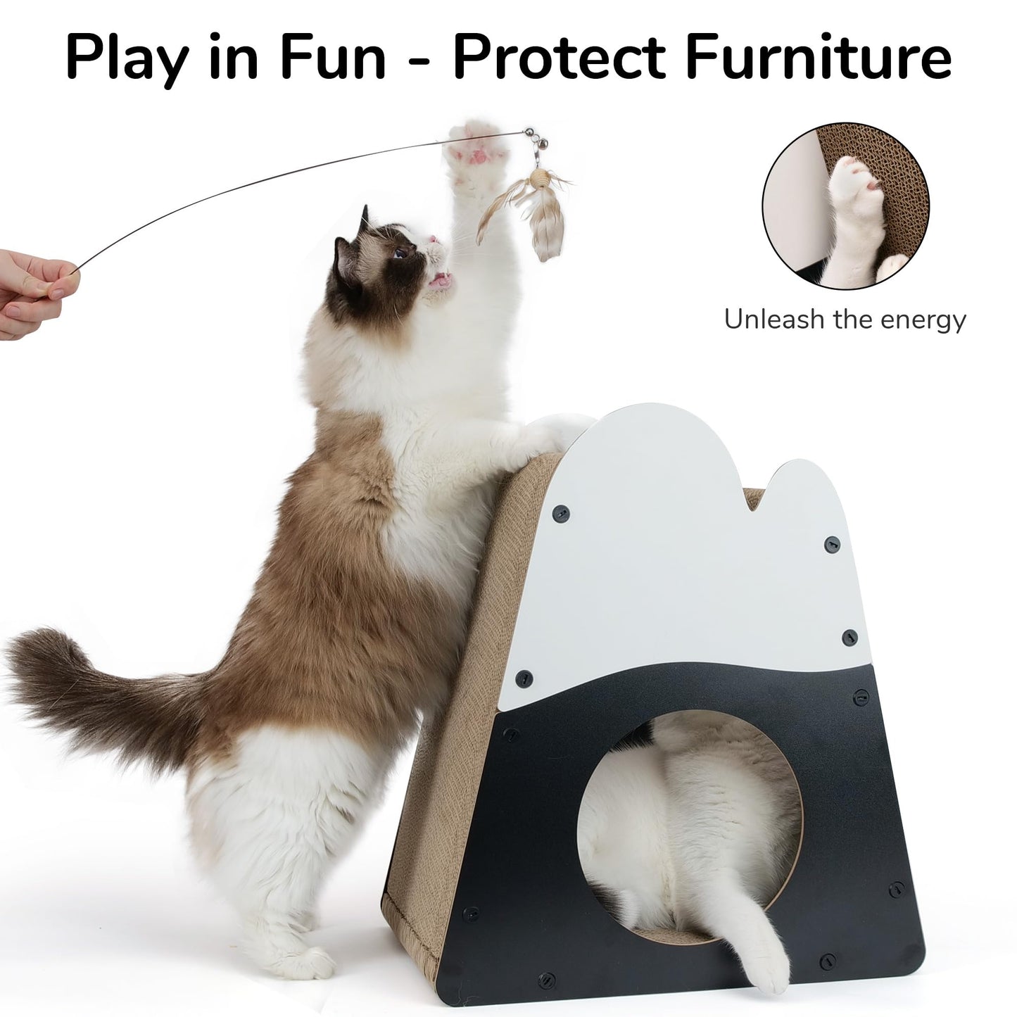 FUKUMARU Cat Scratcher House, Cozy Cardboard Cat Scratcher, House