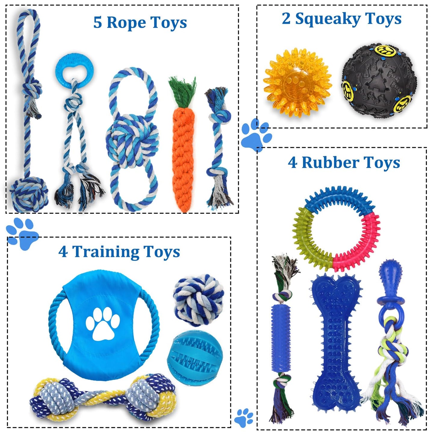 Mnubsrva Dog Toys 15 Pack for Teeth Cleaning and Fun, Puppy Chew