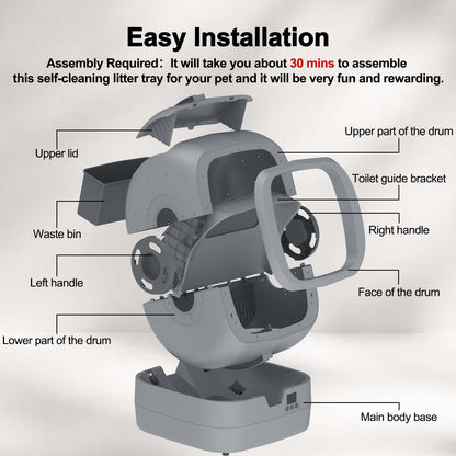 UPFAS Automatic Cat Litter Box Self Cleaning APP Control Weight Box