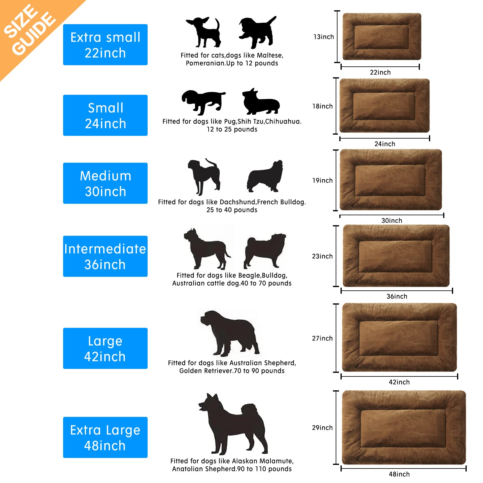 VERZEY Dog Bed, Ultra Soft Faux Fur Dog Crate Pad Bed
