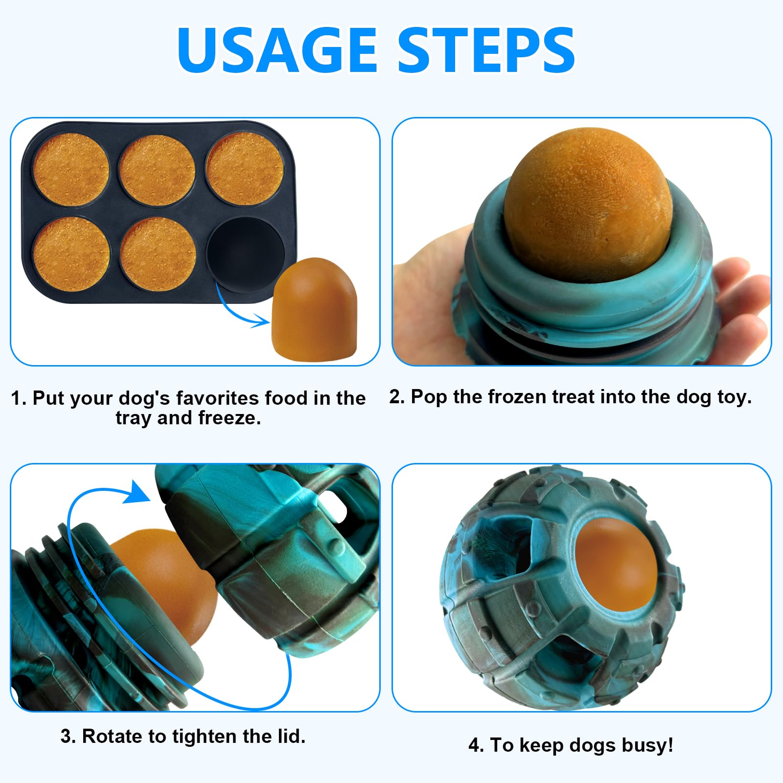 Yipetor Frozen Treat Dispensing Dog Toy Large Chew Toy, Freezable Chew