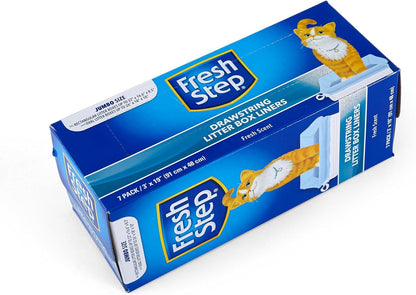 Fresh Step Jumbo Drawstring Cat Litter Box Liners, Scented Heavy Box