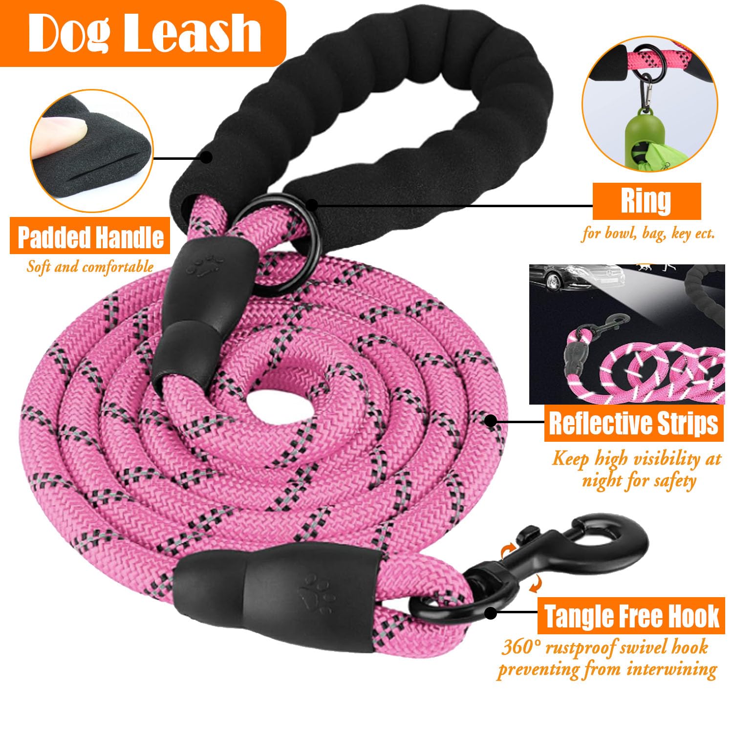 LOBEVE No Pull Dog Harness, Collar Leash Set, Includes Dog Seat Collar
