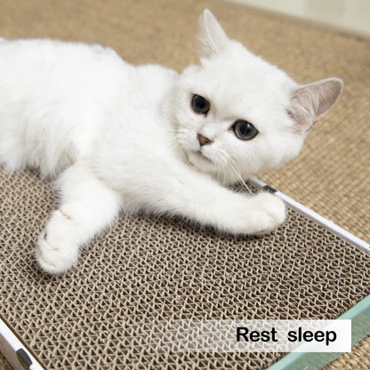 PAWSFANS Cat Scratcher Cardboard Scratch Pad with Box,Durable Bed