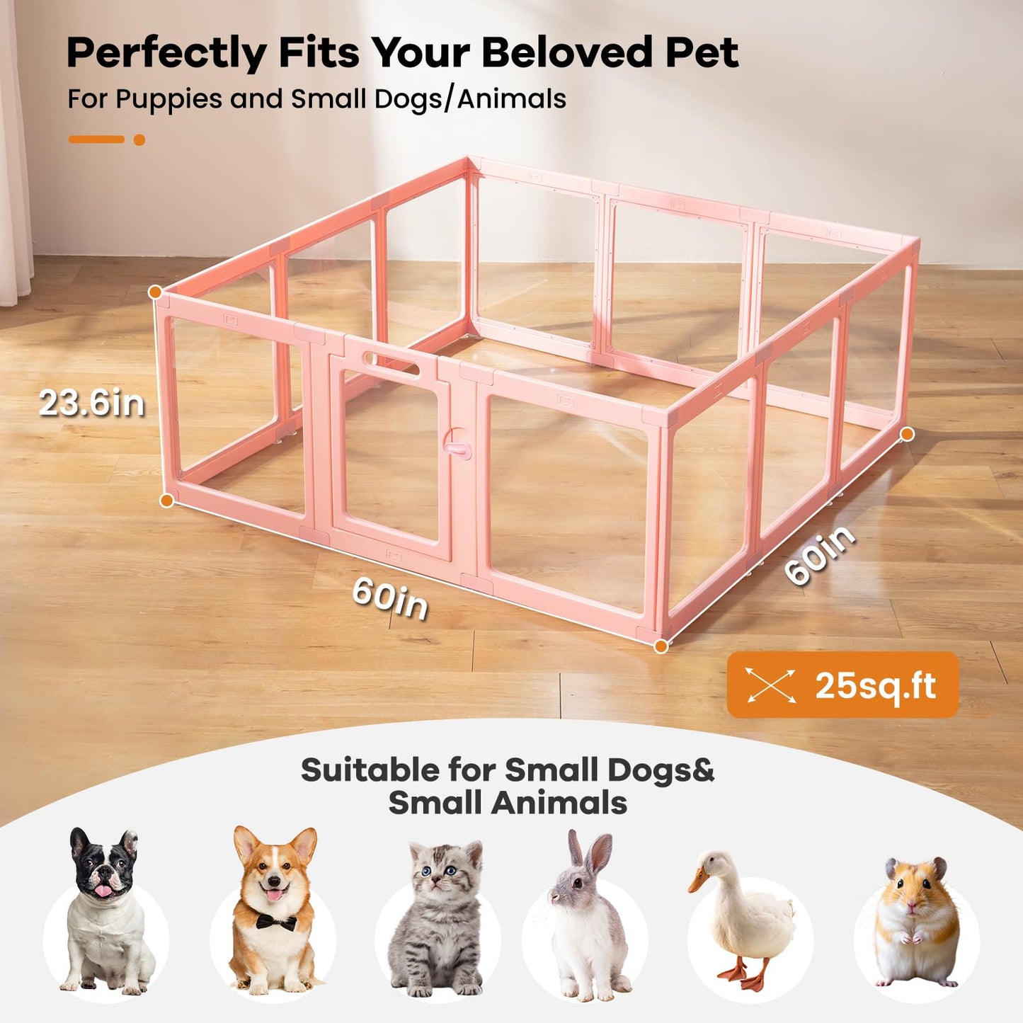 ClimbHope Clear Acrylic Dog Playpen Indoor, Puppy Cat Small Pet Crate