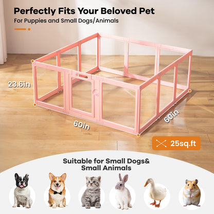 ClimbHope Clear Acrylic Dog Playpen Indoor, Puppy Cat Small Pet Crate