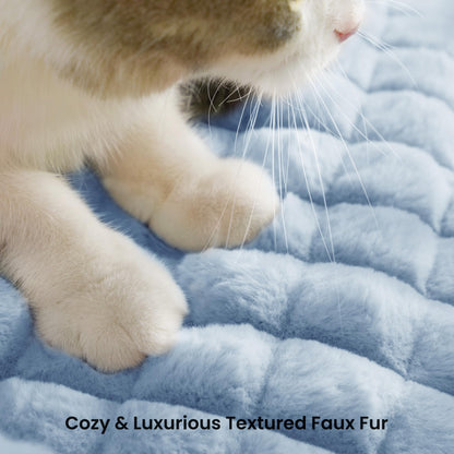 blunique Cute Cat Couch Bed for Indoor Cats Fluffy Faux Rabbit Fur Bed