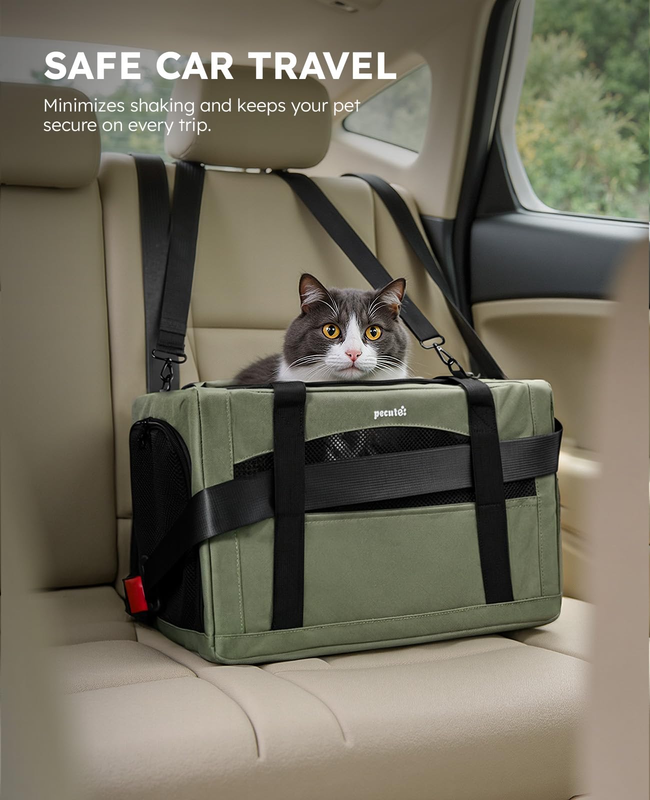 Pecute Cat Carrier Stable, Pet Carrier with Hidden Anxiety Relief Bag