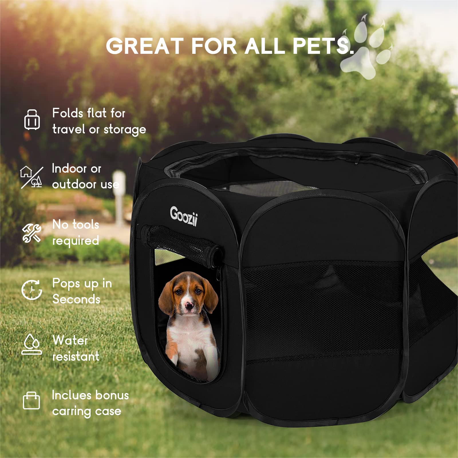 GOOZII Kitten Cat Playpen for Indoor Cats Enclosed, Portable Crate