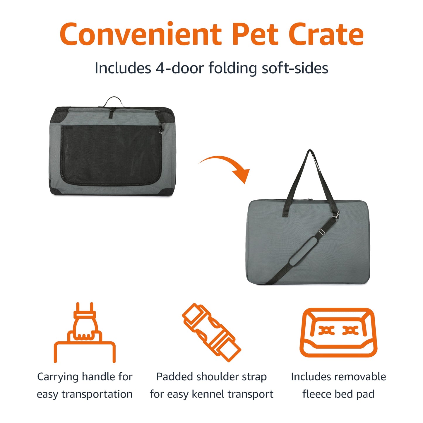 Amazon Basics 4-Door Portable Folding Soft Dog Crate, Crate