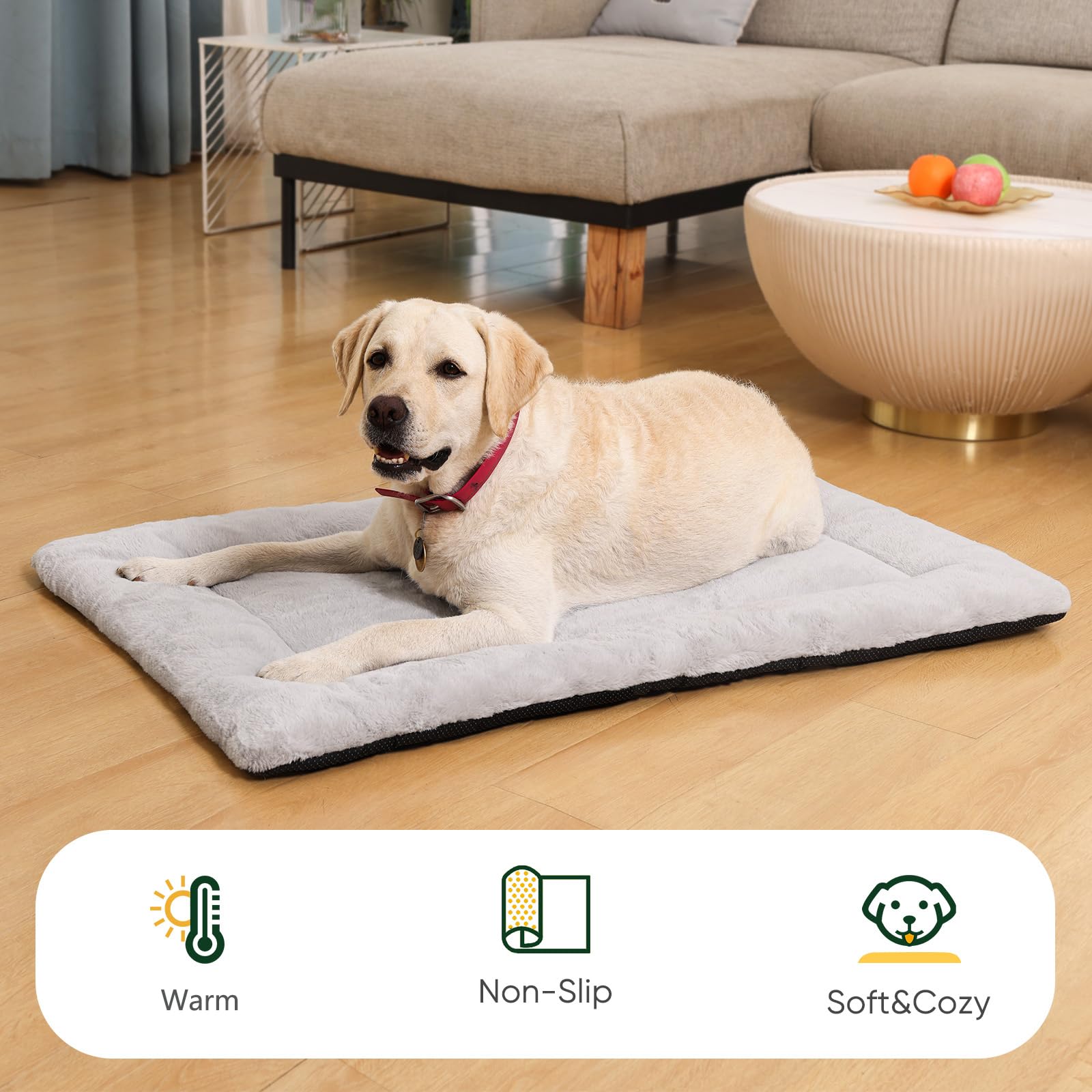 ZENGAOOU Dog Crate Bed Washable, Plush Anti-Slip Kennel Pad Bed
