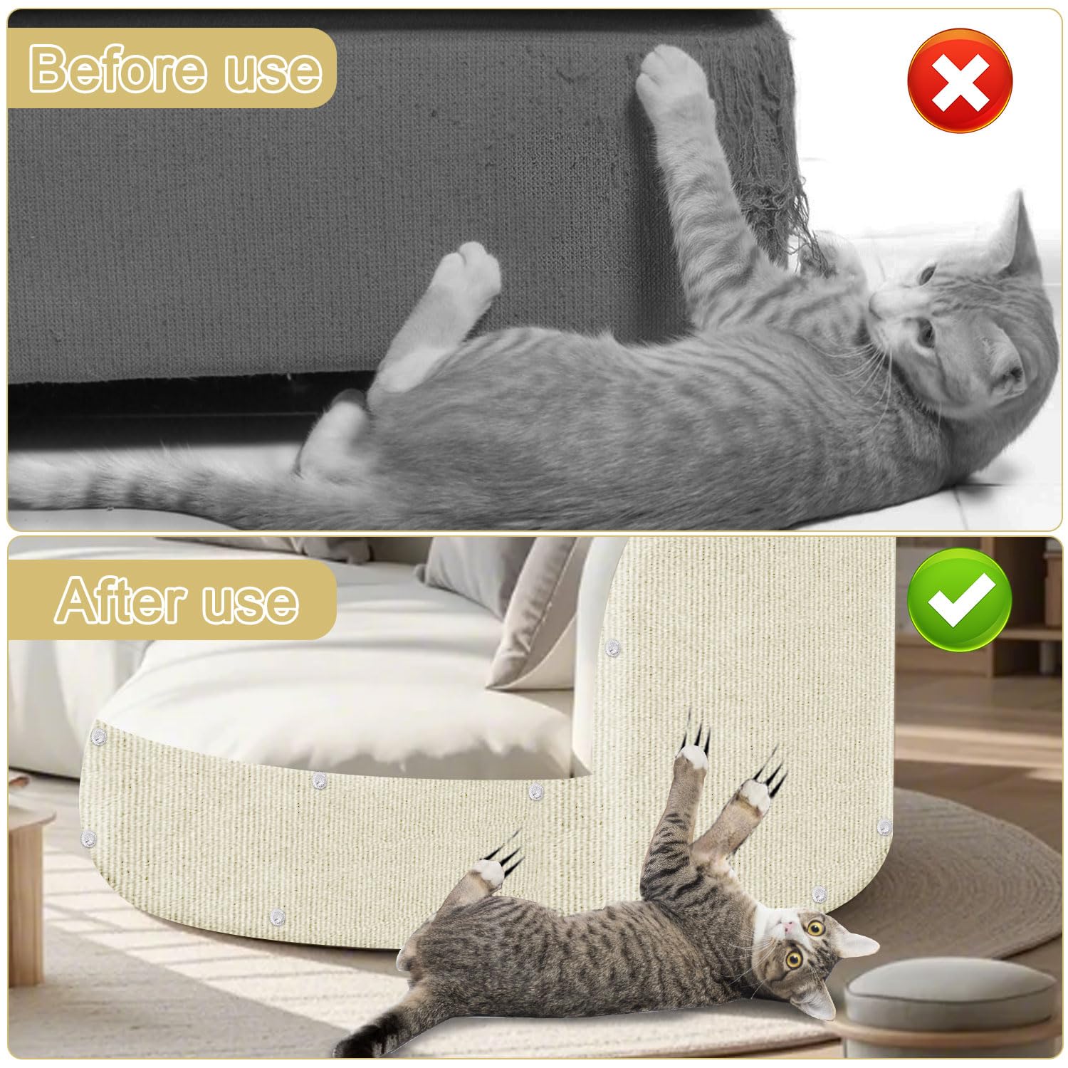 Cat Scratching Mat, x15.9" Trimmable Self-Adhesive Cat Scratch Mat