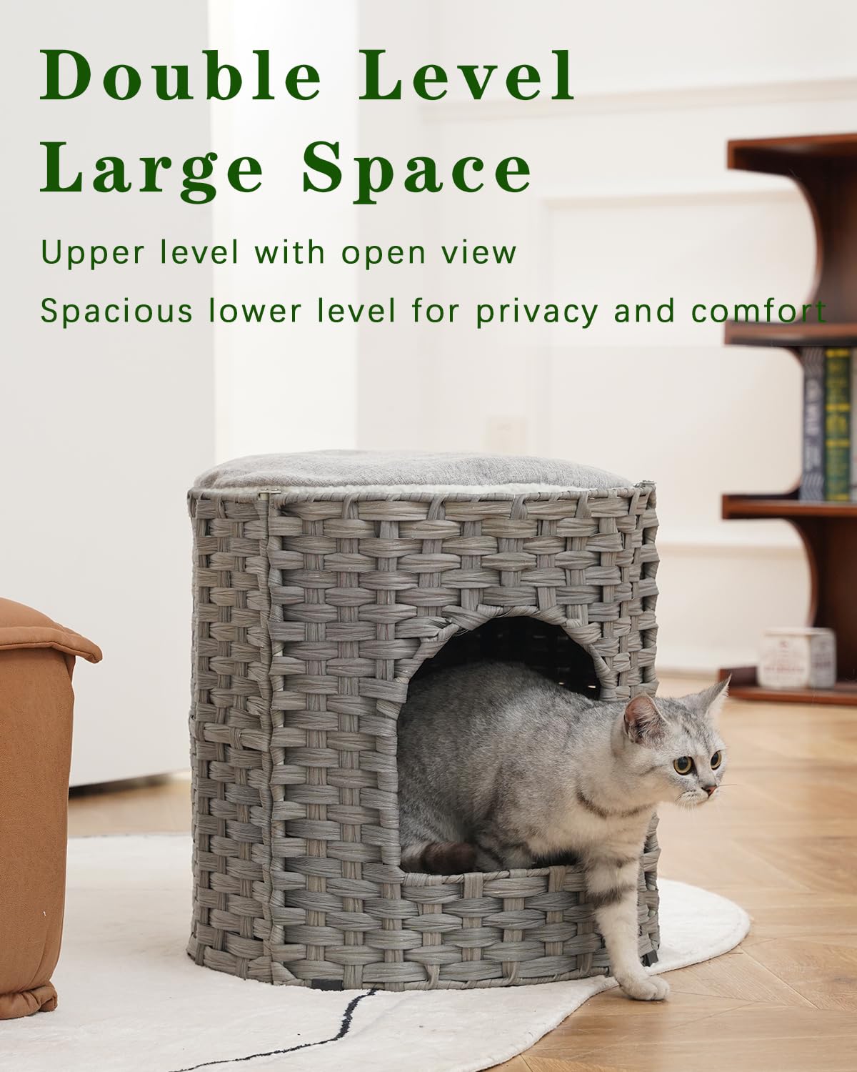 SETVSON Cat House for Indoor Cat, Large Double Cat Houses Cat Bed