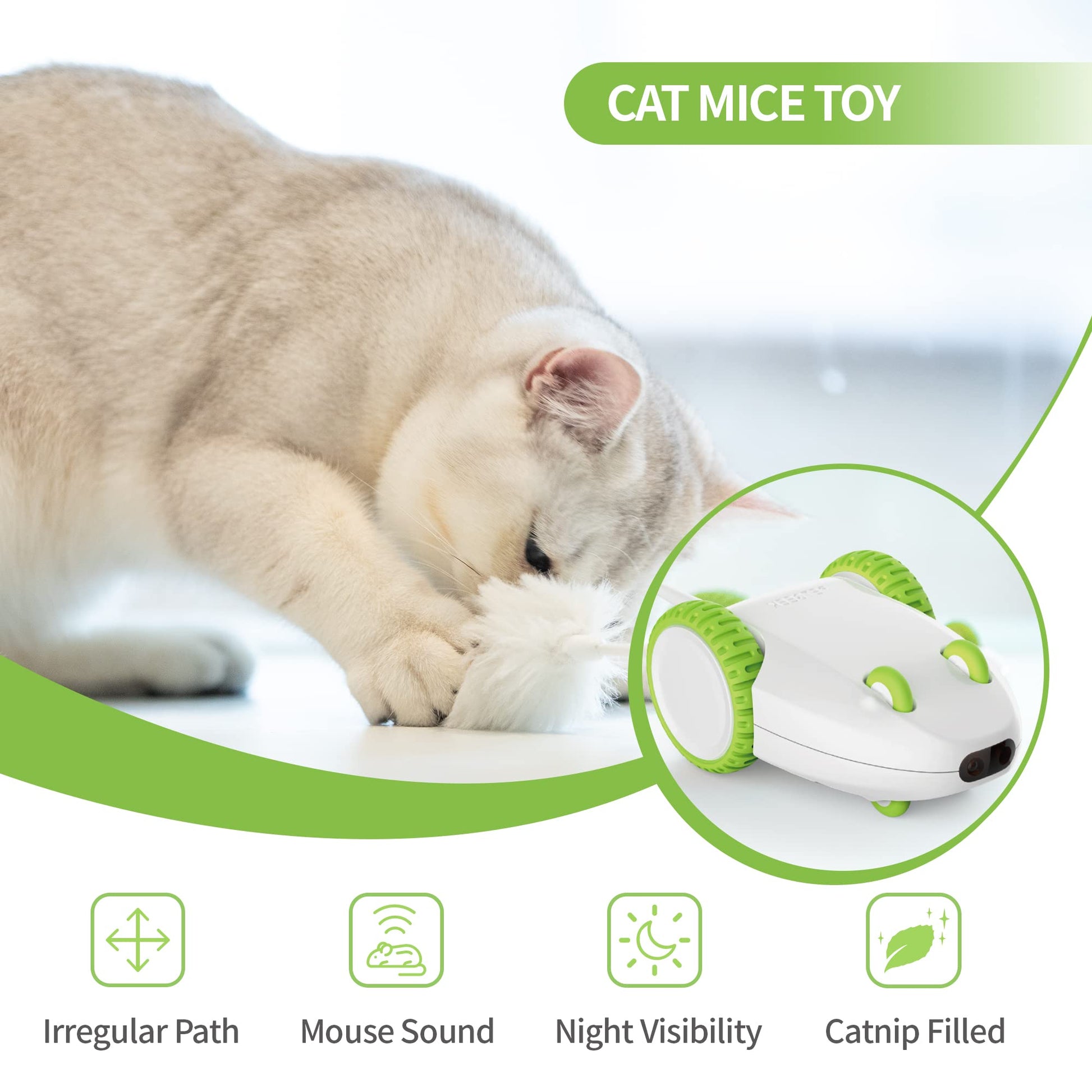 PETGEEK Automatic Cat Mouse Toys Interactive Cat Toys for Indoor Wand
