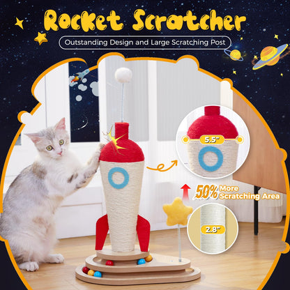 PETEPELA Cat Scratching Post, Rocket Sisal Cat Scratcher, Scratcher