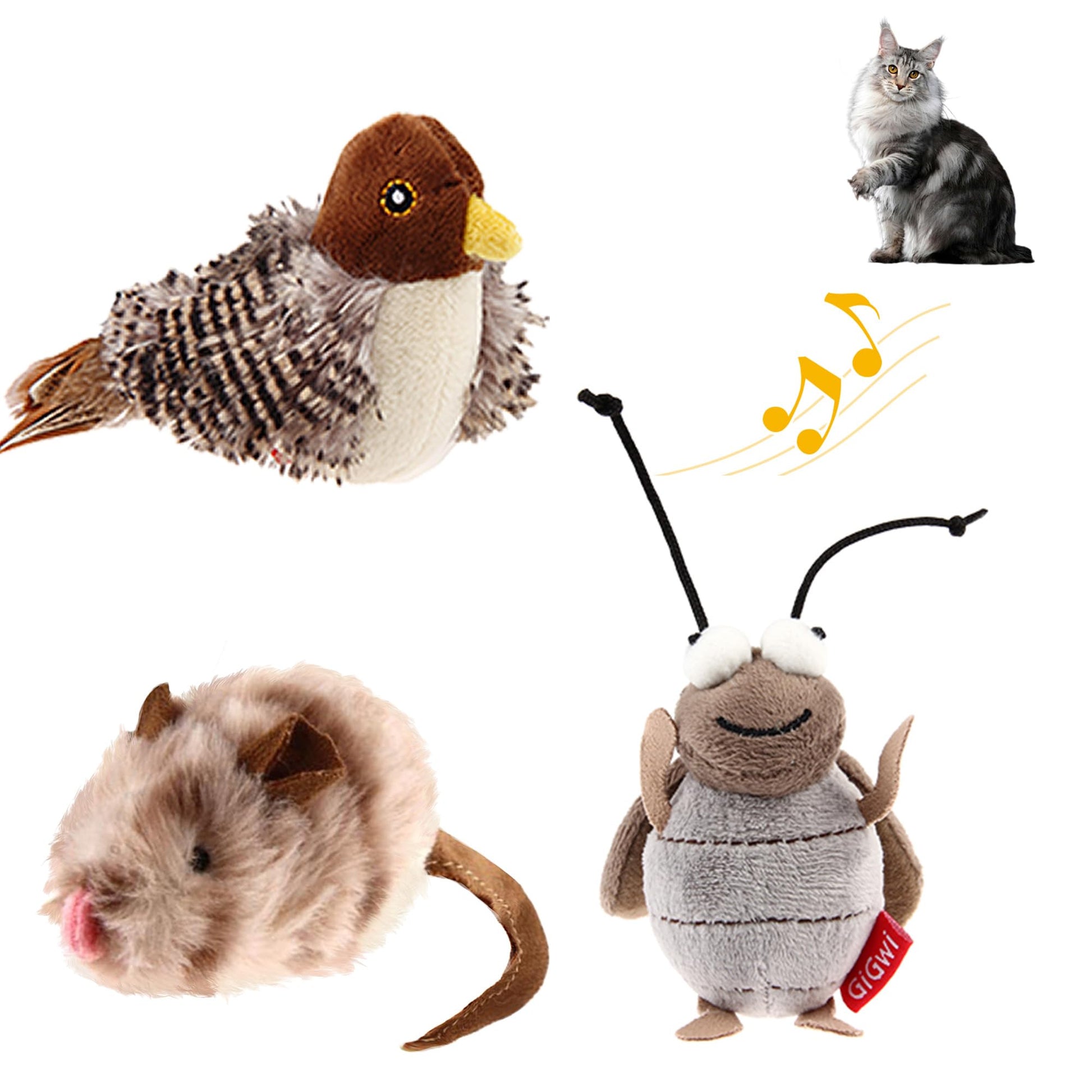 PETGEEK Gigwi Simulated Chirping Bird Cat Toy, Fake Feather