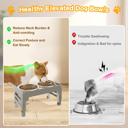 Elevated Dog Bowls for Small Dogs 3 Height Adjustable Raised Dog Bowl