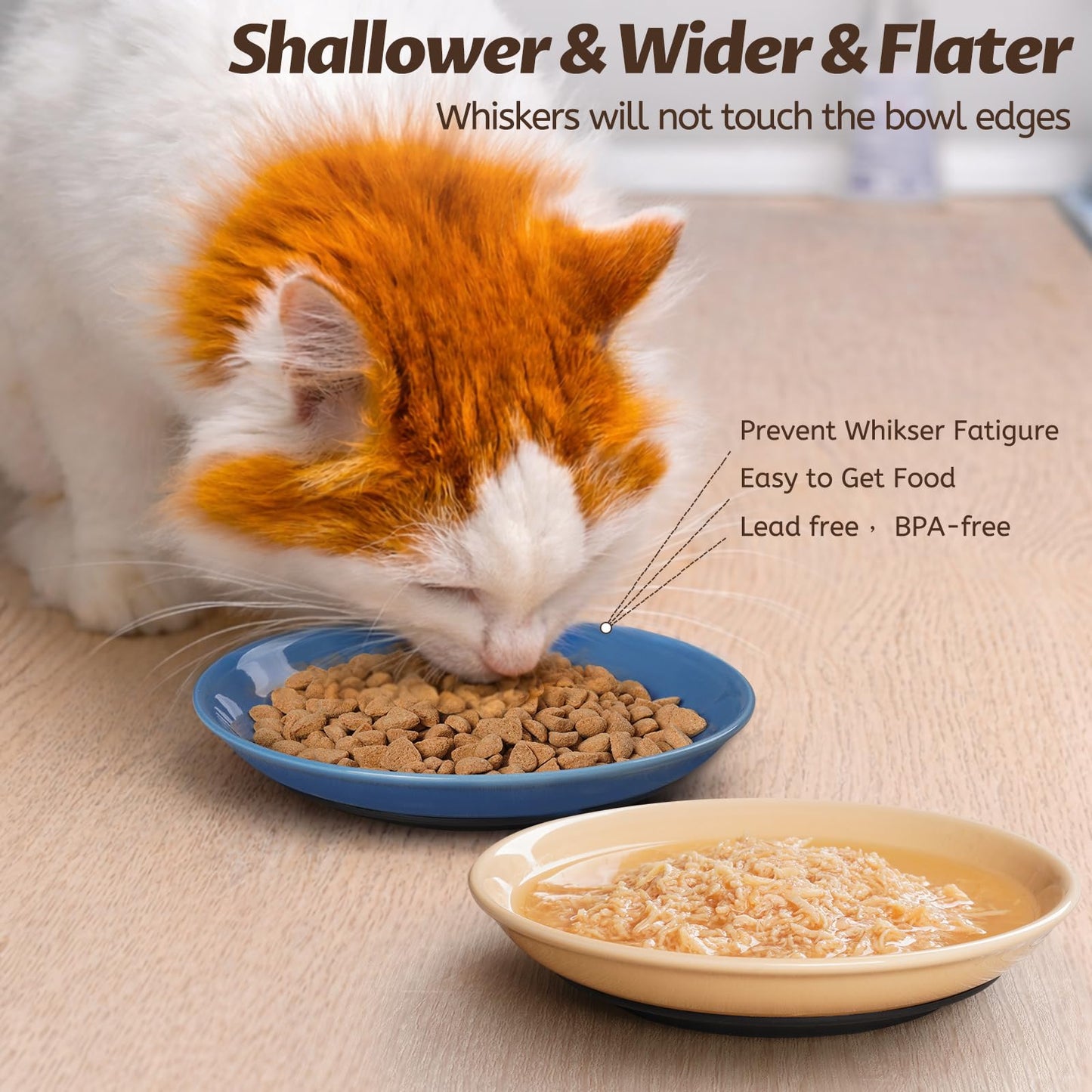 WROSWT Colorful Cat Food Bowl,Non-Slip Silicone Bottom Cat Bowls